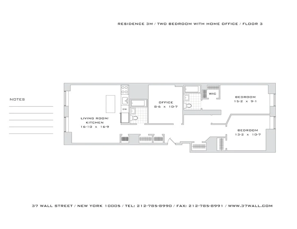2.5 Bed apartment at 37 Wall Street, Unit 3M, Financial District, photo 1 of 2