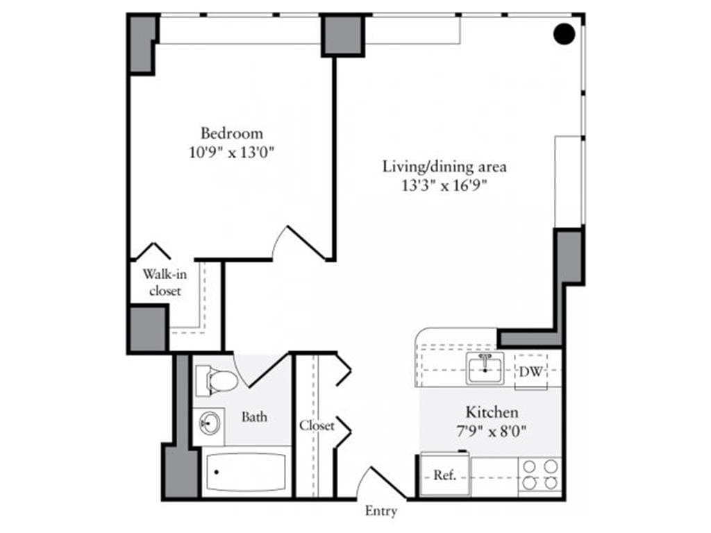 1 Bed apartment at 510-515 West 52nd Street, Unit 001-023M, Hell's Kitchen, photo 1 of 1