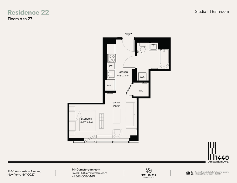 Studio apartment at 1440 Amsterdam Avenue, Unit 1522, Hamilton Heights, photo 1 of 1
