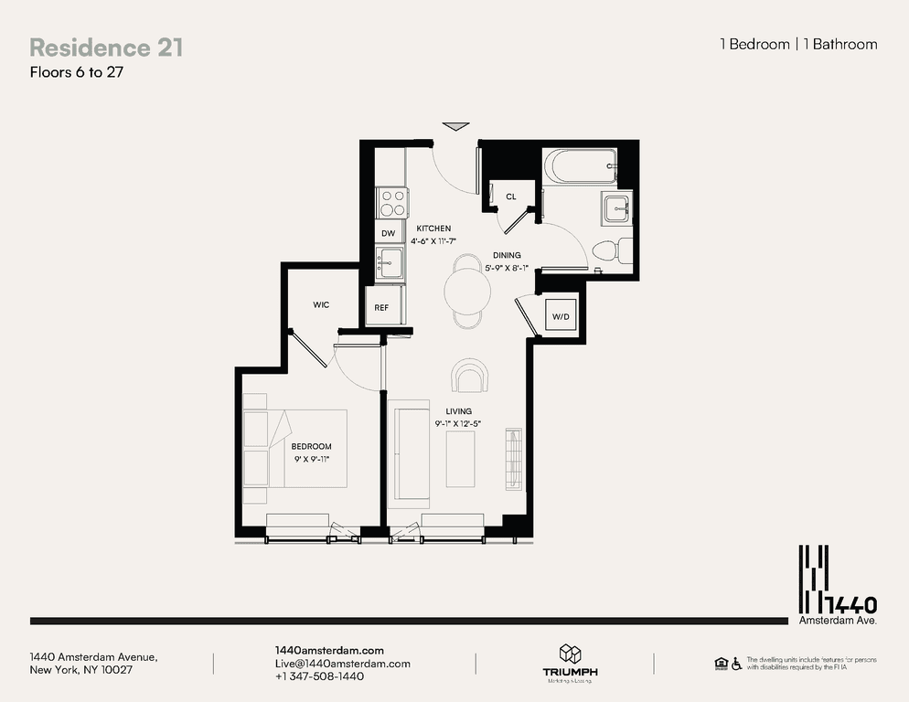 1 Bed apartment at 1440 Amsterdam Avenue, Unit 1521, Hamilton Heights, photo 1 of 1