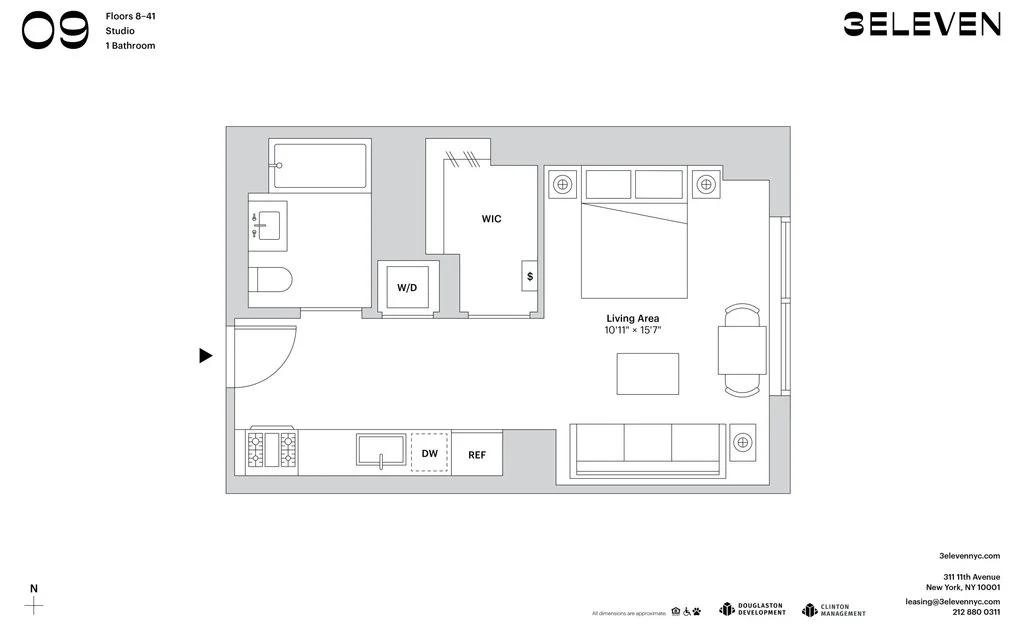 Studio apartment at 311 11th Avenue, Unit 809, Hudson Yards, photo 1 of 1