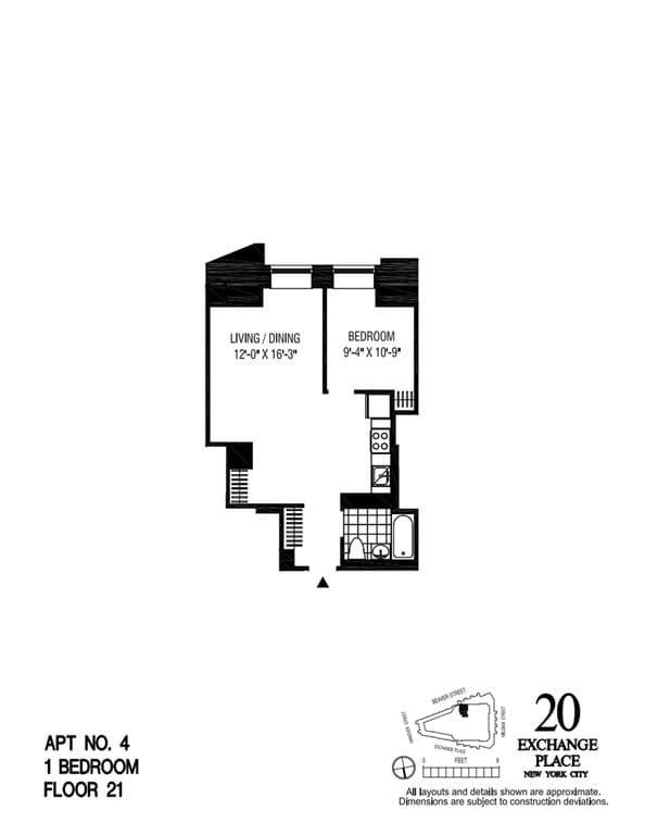 1 Bed apartment at 20 Exchange Place, Unit 20X-2104, Financial District, photo 1 of 1