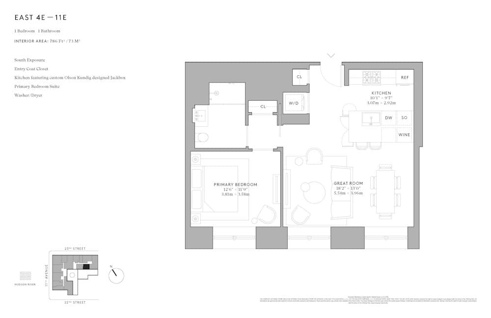 1 Bed apartment at 555 West 22nd Street, Unit 0011EE, Chelsea, photo 1 of 2