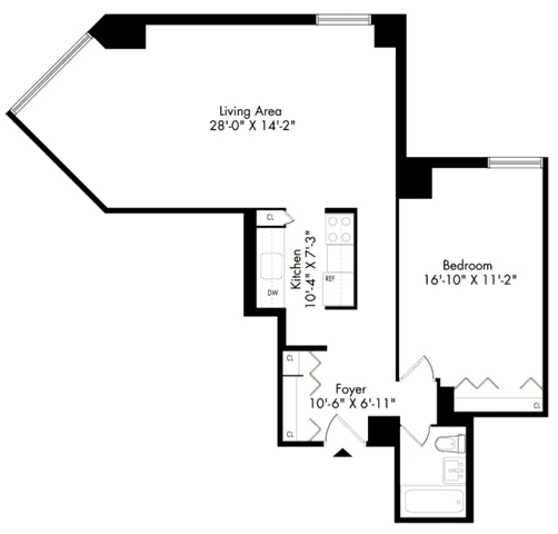 1 Bed apartment at 30 Waterside Plaza, Unit 10-27B, Flatiron, photo 1 of 1
