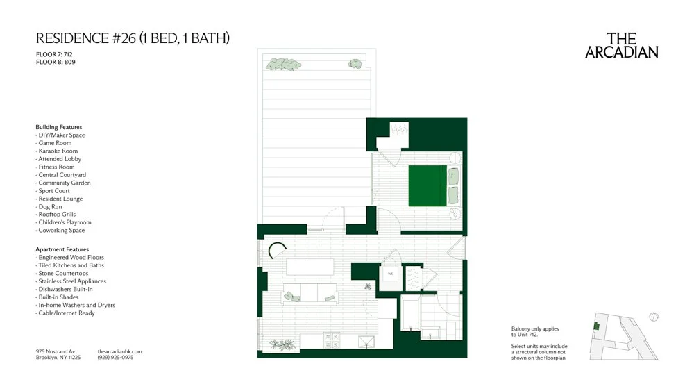 1 Bed apartment at 975 Nostrand Avenue, Unit 809, Crown Heights, photo 1 of 1