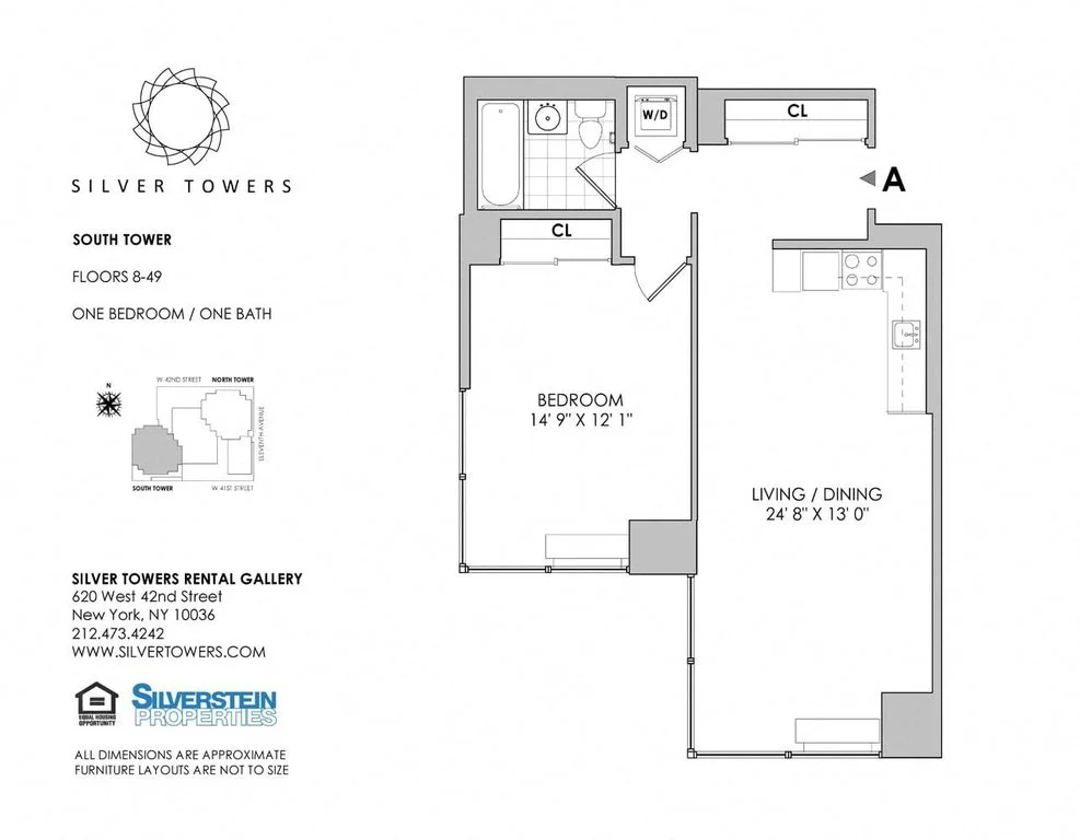 1 Bed apartment at 610-620 West 42nd Street, Unit S20A, Hell's Kitchen, photo 1 of 1