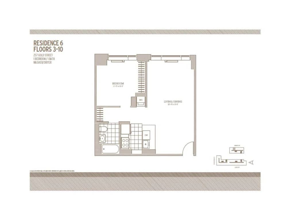 1 Bed apartment at 257 Gold Street, Unit 406, Fort Greene, photo 1 of 1
