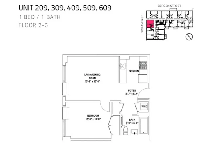 1 Bed apartment at 316 Bergen Street,, Unit 6-09, Boerum Hill, photo 1 of 1