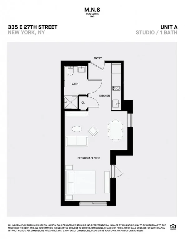 Studio apartment at 335 East 27th Street, Unit 4A, Kips Bay, photo 1 of 1