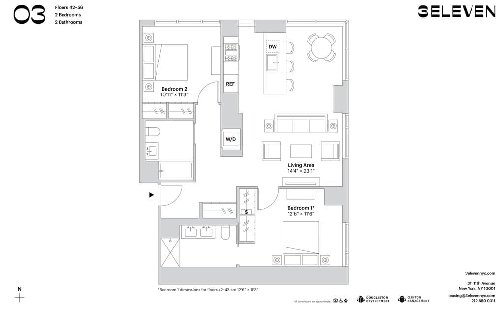 2 Bed apartment at 311 11th Avenue, Unit 5203, Hudson Yards, photo 1 of 1