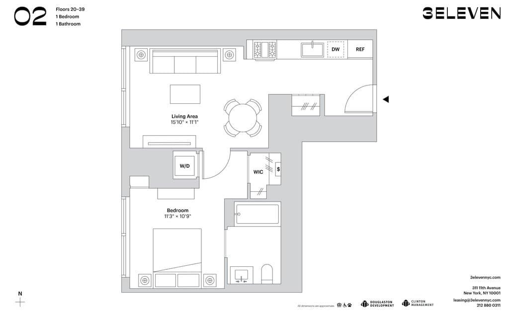 1 Bed apartment at 311 11th Avenue, Unit 2002, Hudson Yards, photo 1 of 1