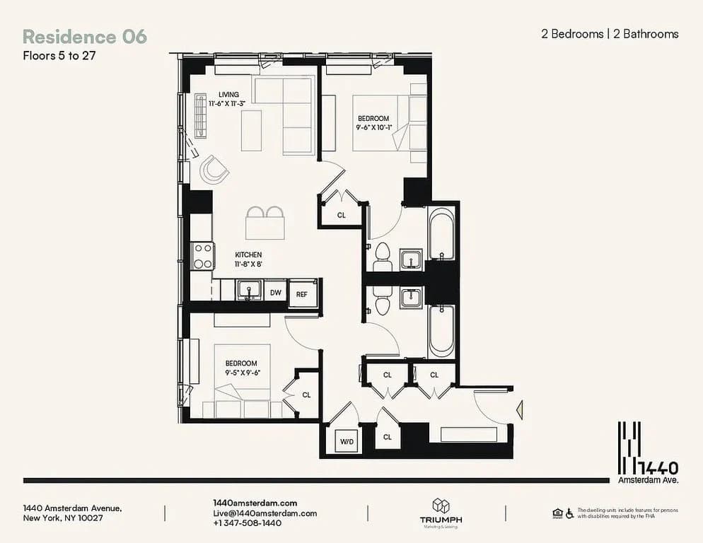 2 Bed apartment at 1440 Amsterdam Avenue, Unit #906, Hamilton Heights, photo 1 of 1