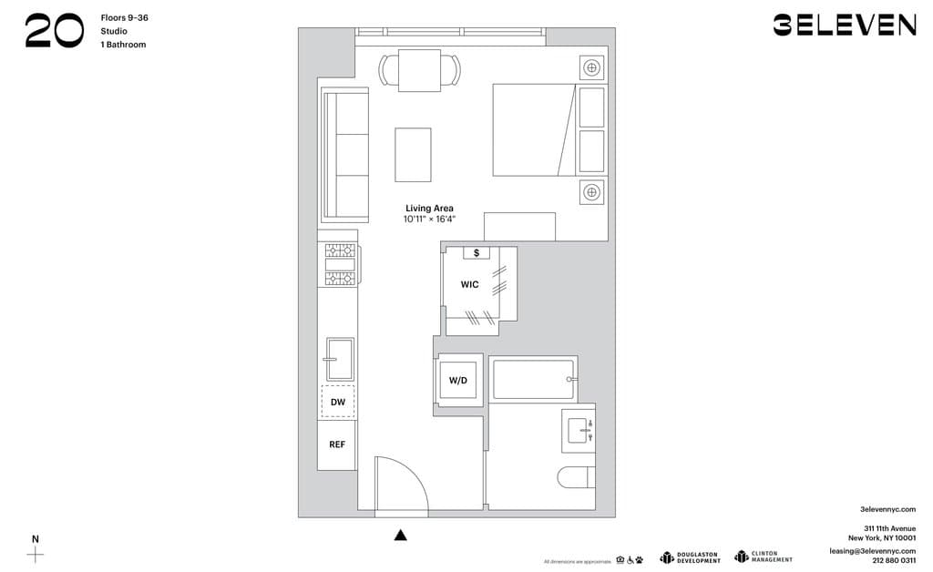 Studio apartment at 311 11th Avenue, Unit 1720, Hudson Yards, photo 1 of 1