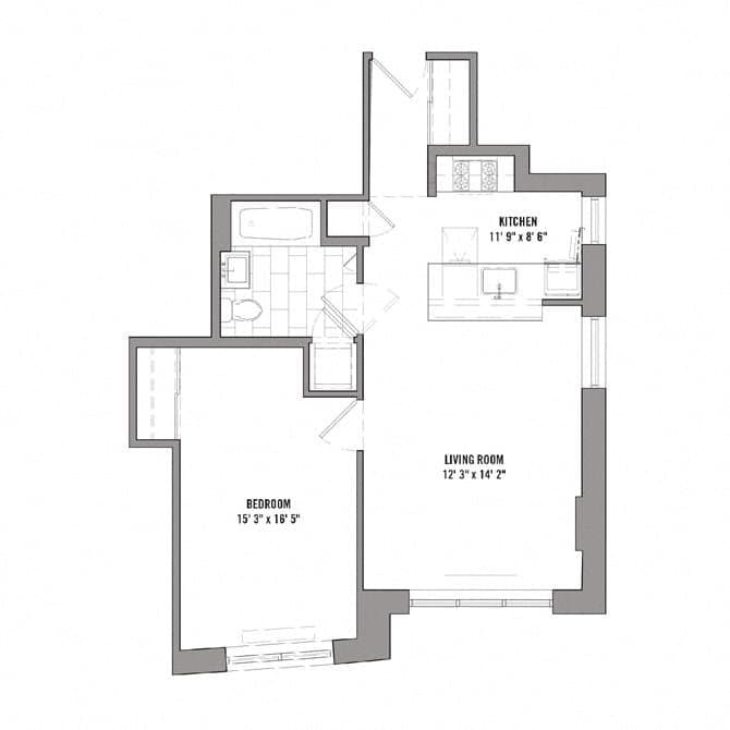 1 Bed apartment at 15 Cliff Street, Unit 6D, Financial District, photo 1 of 1