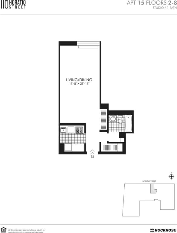 Studio apartment at 110 Horatio Street, Unit 215, West Village, photo 1 of 1