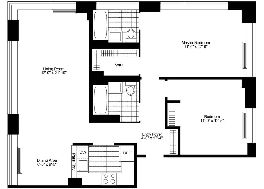 2 Bed apartment at 255 West 94th Street, Unit 12T, Upper West Side, photo 1 of 10