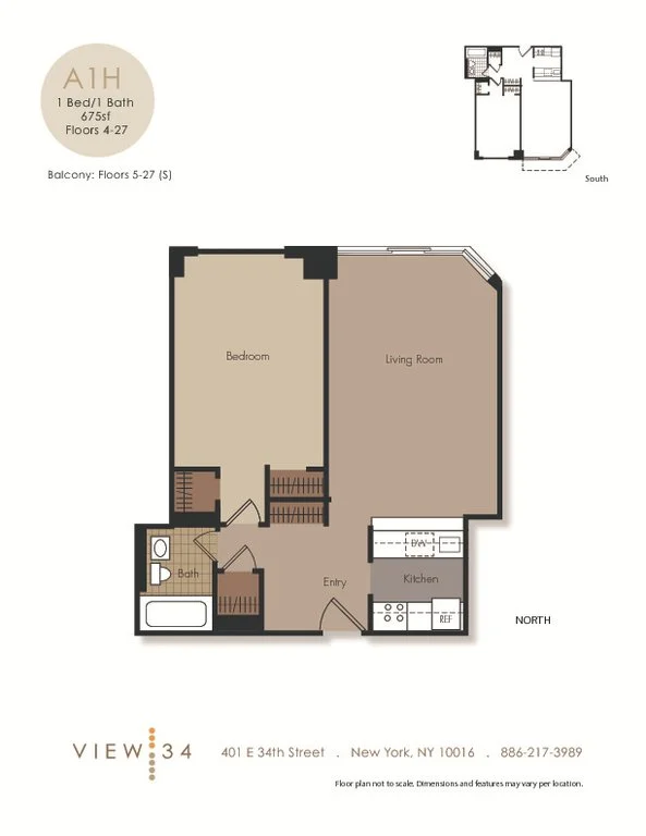1 Bed apartment at 401 East 34th Street, Unit S26E, Murray Hill, photo 1 of 3