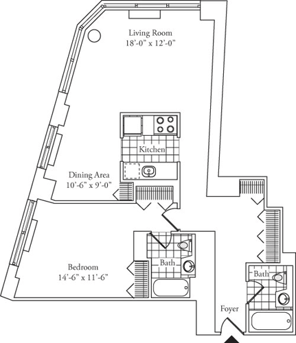 1 Bed apartment at 180 Riverside Boulevard, Unit 6N, Upper West Side, photo 1 of 1