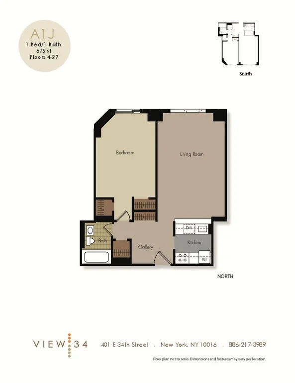 1 Bed apartment at 401 East 34th Street, Unit S12F, Murray Hill, photo 1 of 4