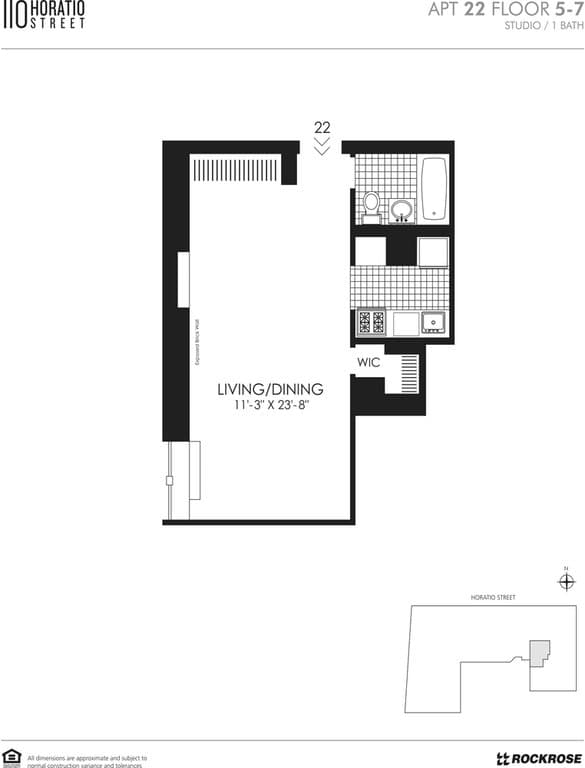 Studio apartment at 110 Horatio Street, Unit 522, West Village, photo 1 of 1