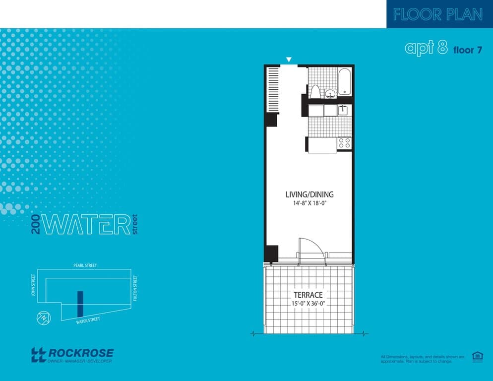 Studio apartment at 200 Water Street, Unit 708, Financial District, photo 1 of 2