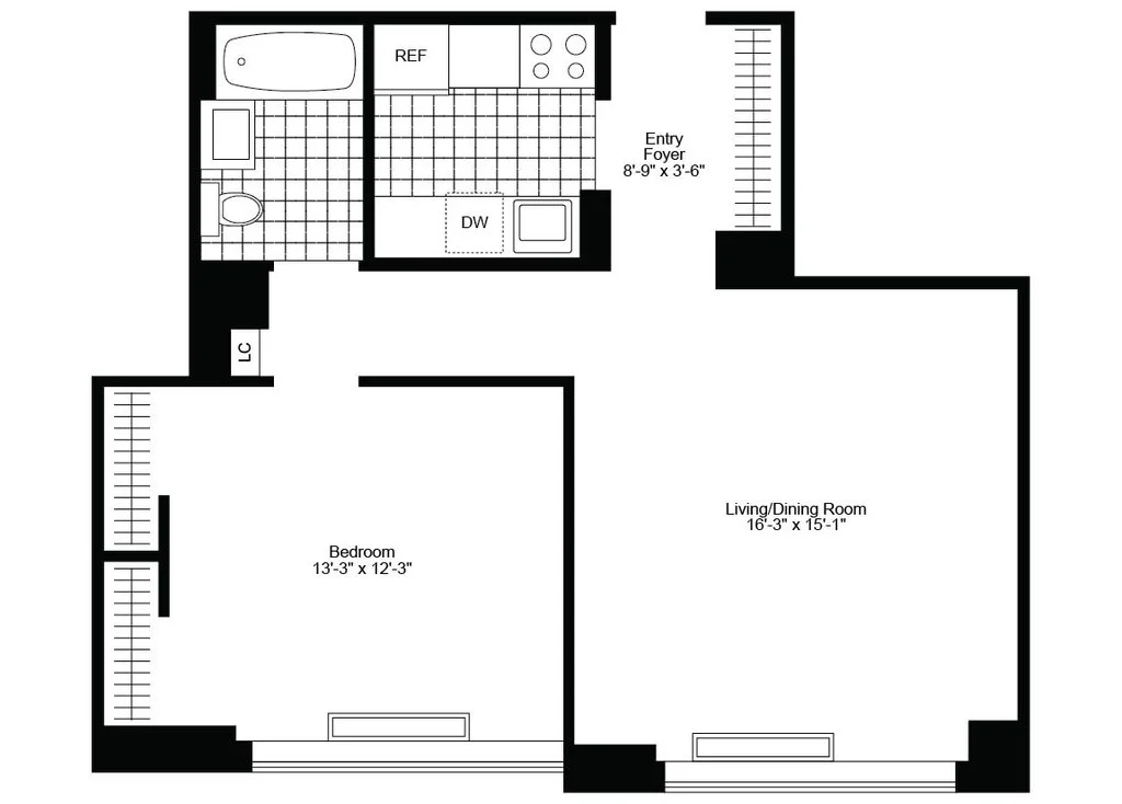 1 Bed apartment at 500 West 56th Street, Unit 1601, Hell's Kitchen, photo 1 of 8
