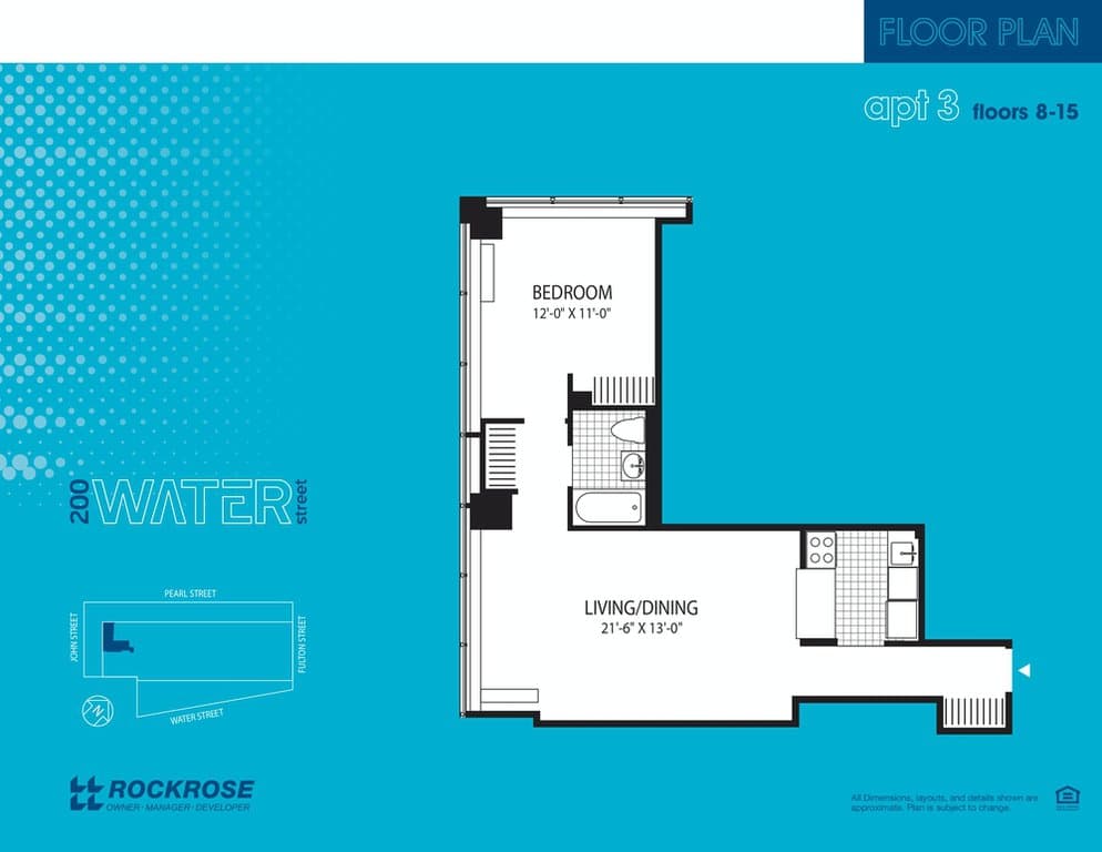 1 Bed apartment at 200 Water Street, Unit 1403, Financial District, photo 1 of 1