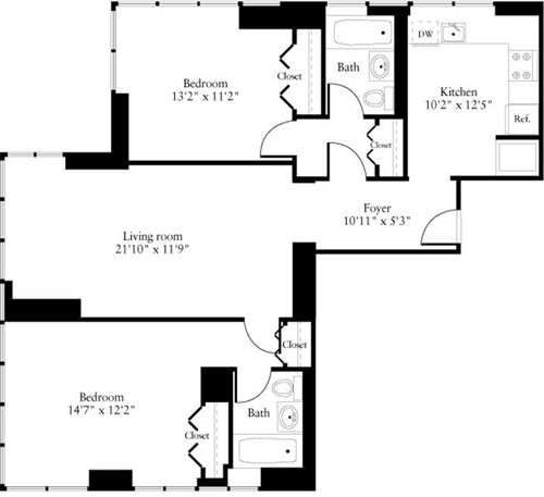 2 Bed apartment at 800 6th Avenue, Unit 19G, Chelsea, photo 1 of 50