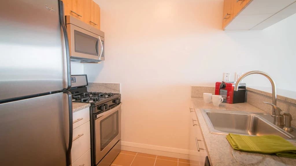 Kitchen with Granite Countertops and Stainless Steel Appliances