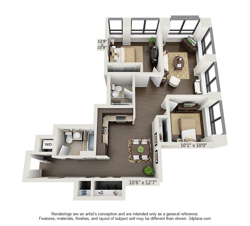2 Bed apartment at 95 Wall Street, Unit 1207, Financial District, photo 1 of 4