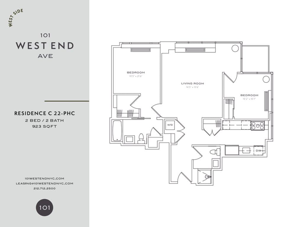 2 Bed apartment at 101 West End Avenue, Unit 28C, Upper West Side, photo 1 of 3