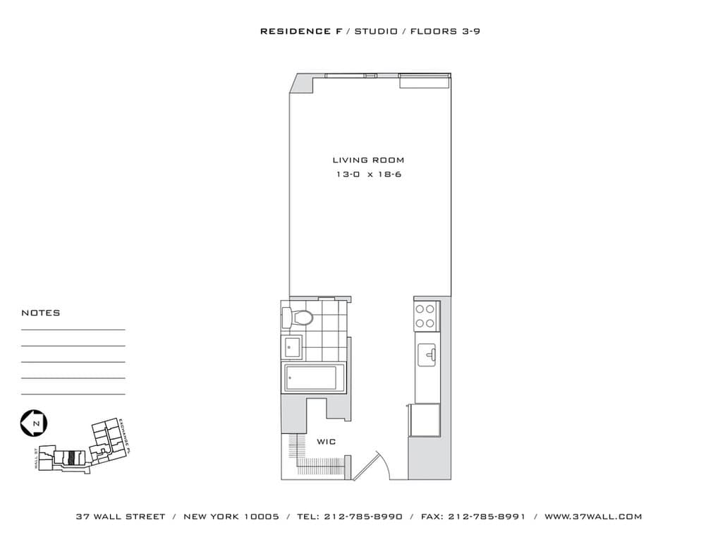 Studio apartment at 37 Wall Street, Unit 2F, Financial District, photo 1 of 1