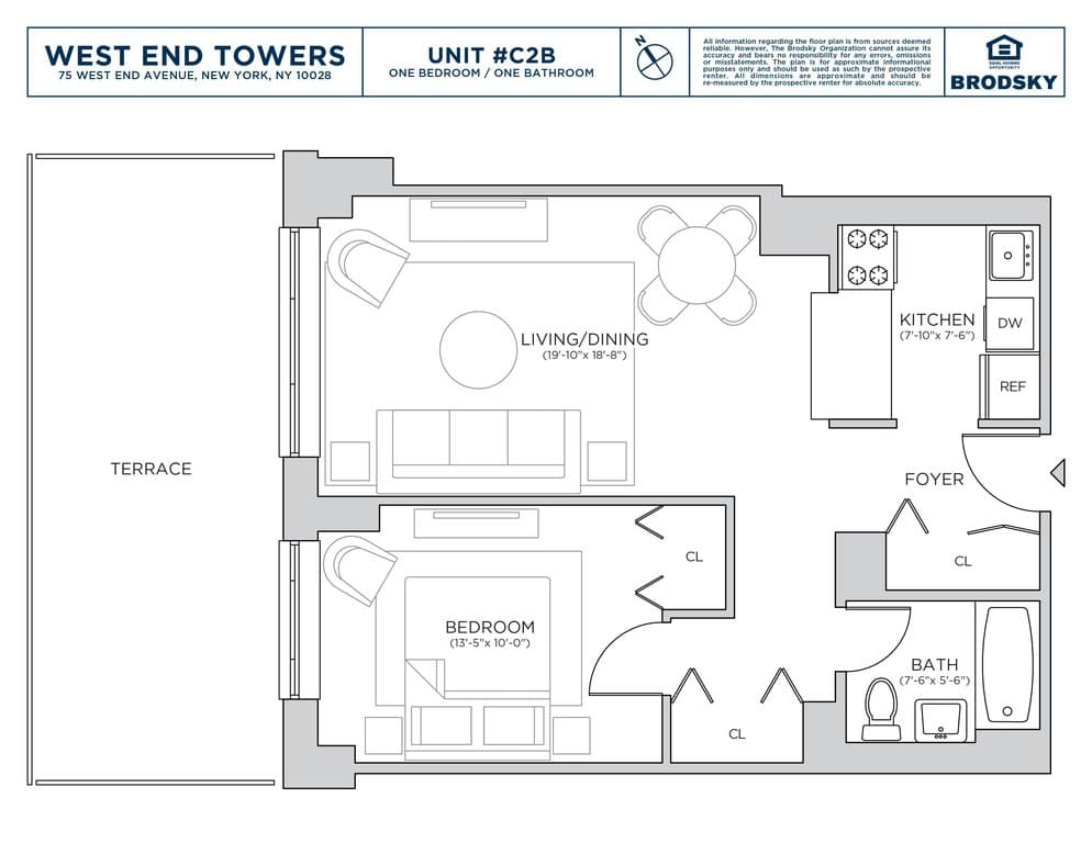 1 Bed apartment at 55-75 West End Avenue, Unit C2B, Upper West Side, photo 1 of 4