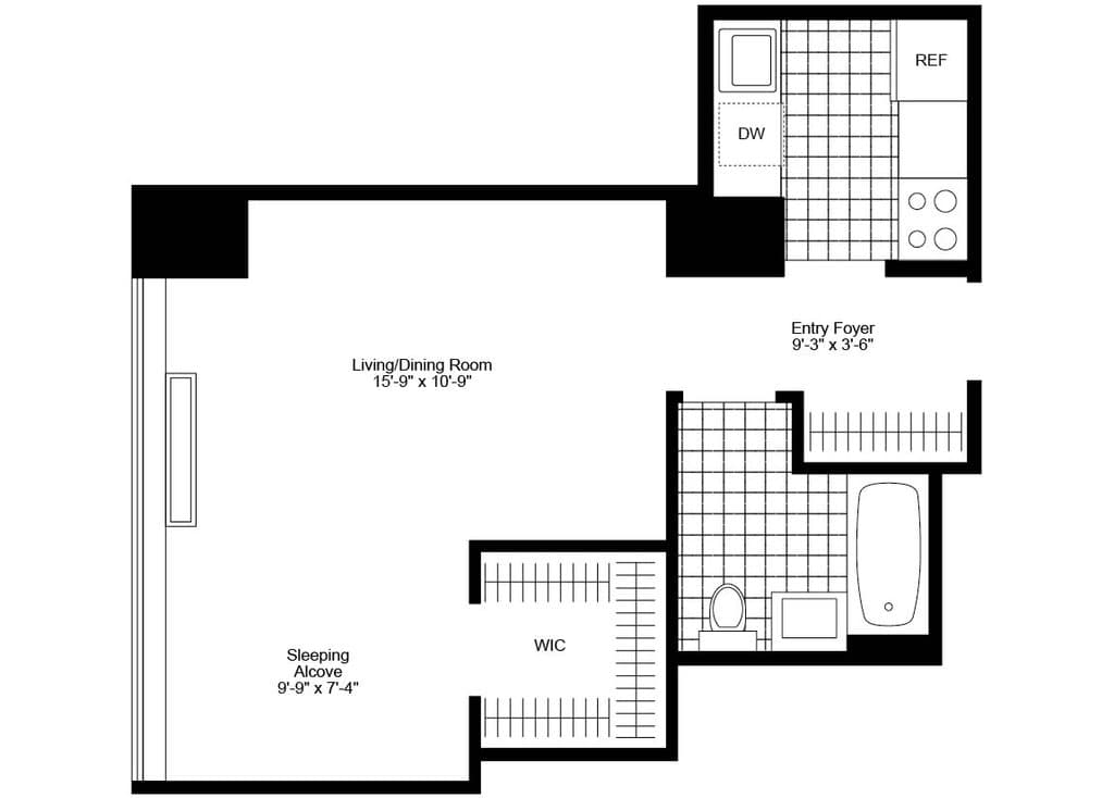 Studio apartment at 500 West 56th Street, Unit 1505, Hell's Kitchen, photo 1 of 9