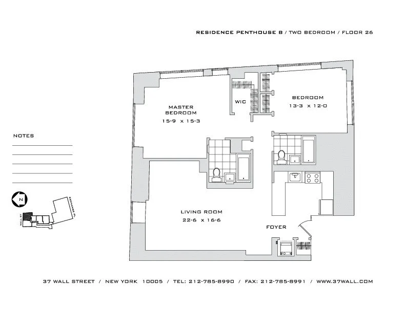2 Bed apartment at 37 Wall Street, Unit PHB, Financial District, photo 1 of 3