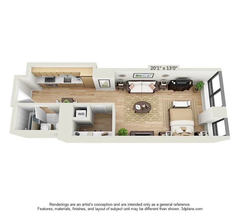 Studio apartment at 95 Wall Street, Unit 1911, Financial District, photo 3 of 7