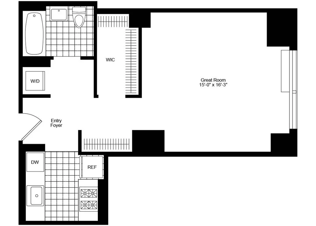 Studio apartment at 450 West 42nd Street, Unit 36J, Hell's Kitchen, photo 1 of 9