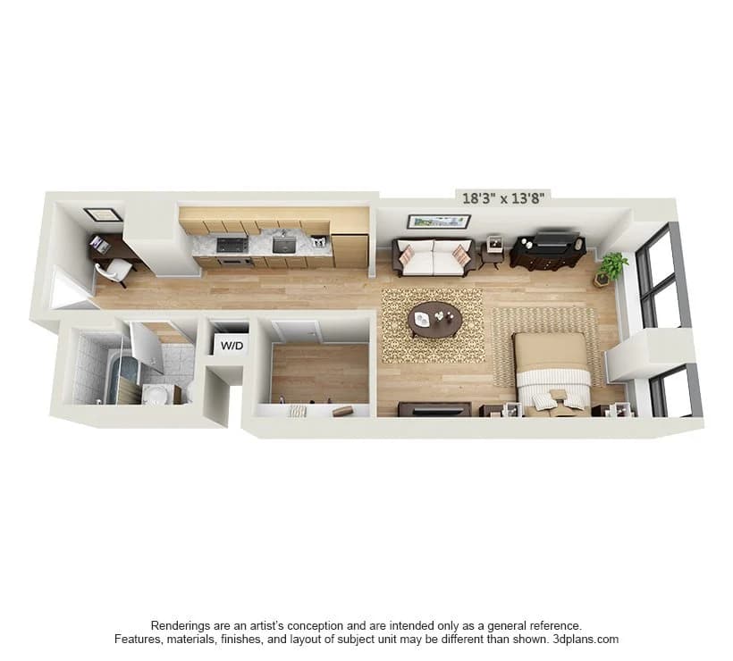 Studio apartment at 95 Wall Street, Unit 2009, Financial District, photo 1 of 4