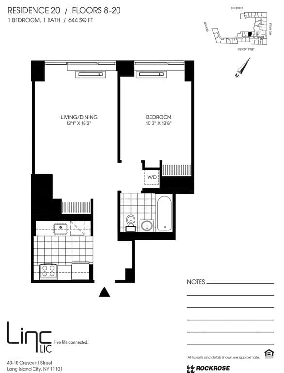 1 Bed apartment at 43-10 Crescent Street, Unit 1520, Long Island City, photo 1 of 1
