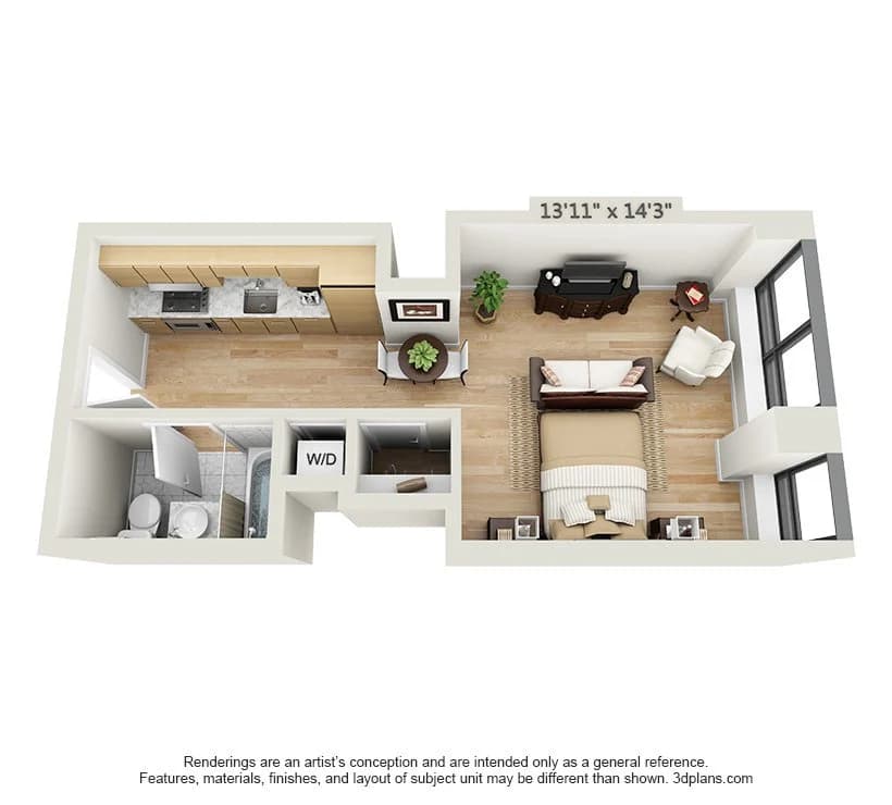 Studio apartment at 95 Wall Street, Unit 2119, Financial District, photo 1 of 2