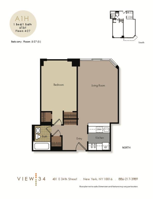 1 Bed apartment at 401 East 34th Street, Unit N04E, Murray Hill, photo 1 of 3