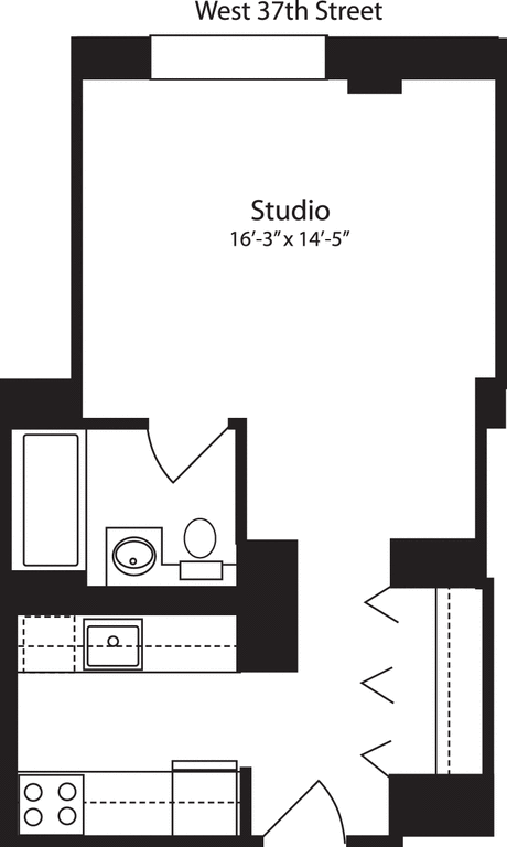 Studio apartment at 400 West 37th Street, Unit 10S, Hell's Kitchen, photo 1 of 1