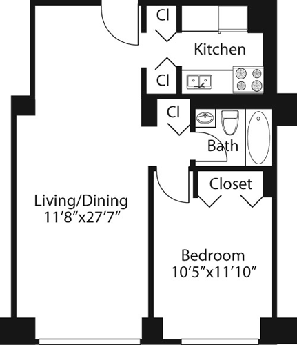 1 Bed apartment at 240 East 27th Street, Unit 27L, Kips Bay, photo 1 of 1