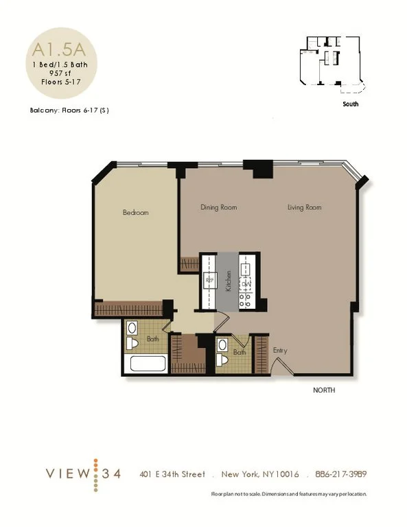 1 Bed apartment at 401 East 34th Street, Unit S17H, Murray Hill, photo 1 of 4