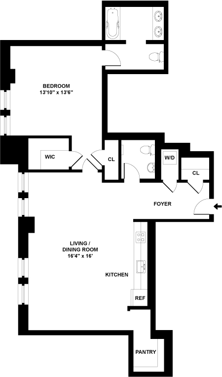 1 bed apartment at 160 Central Park South, Unit 1717, Midtown West, photo 6 of 6