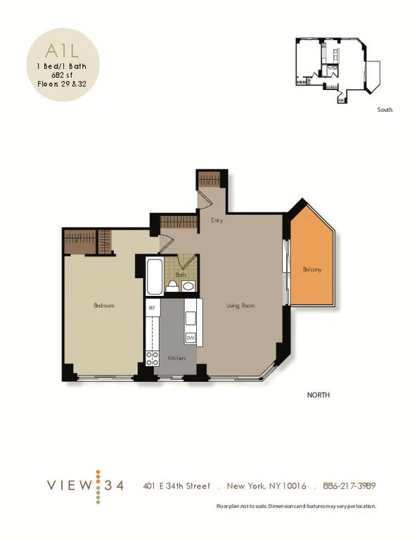 1 Bed apartment at 401 East 34th Street, Unit S29F, Murray Hill, photo 1 of 3
