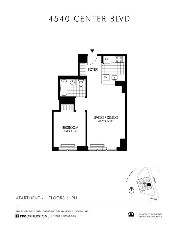 1 Bed apartment at 4540 Center Boulevard, Unit 2209, Long Island City, photo 1 of 9