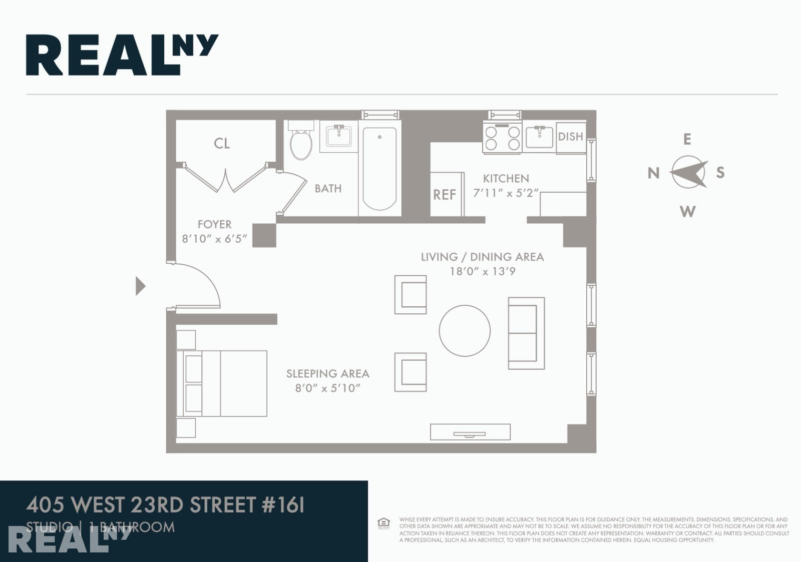 Studio apartment at 405 West 23rd Street, Unit 16I, Chelsea, photo 8 of 8
