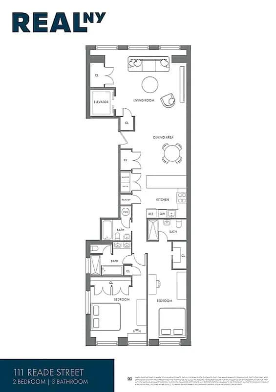 2 bed apartment at 111 Reade Street, Unit PH, Tribeca, photo 11 of 14