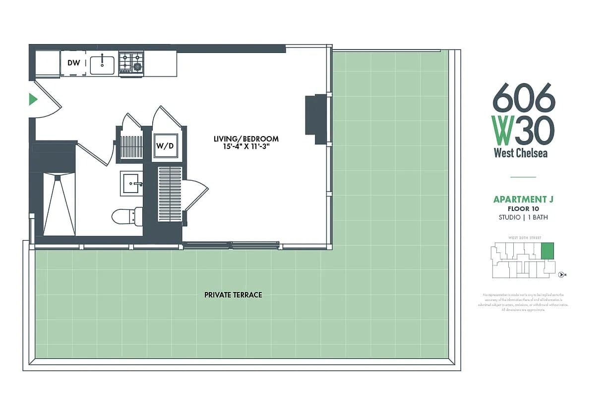 Studio apartment at 606 West 30th Street, Unit 10J, Hudson Yards, photo 24 of 24